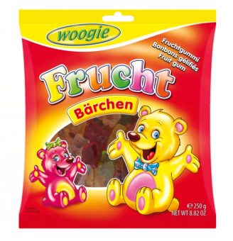 Жевательные конфеты с фруктовым вкусом "Медвежата" Woogie Fruit gums bears 250 гр